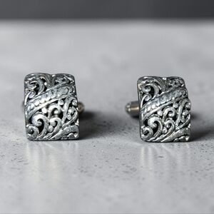 Sterling Silver Curved Openwork Scroll Post Earrings